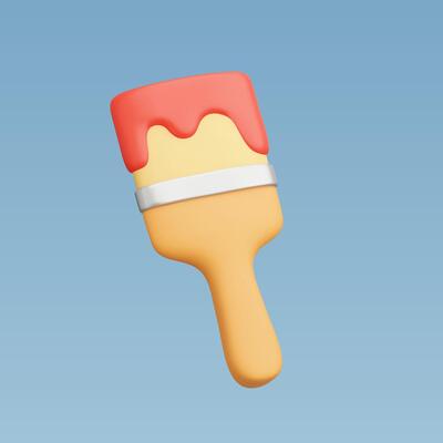 3d Realistic Red Paint brush icon