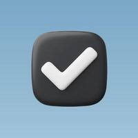 3d Realistic Black Check mark button vector