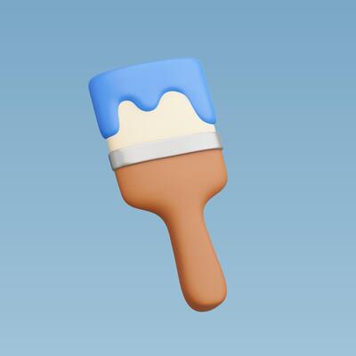 3d Realistic Blue Paint brush icon