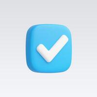 3d Realistic Blue Check mark button vector