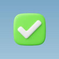 3d Realistic Green Check mark button vector