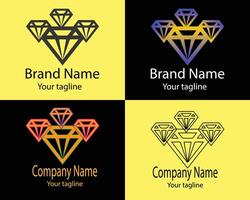 Diamond Shaped Abstract Logos - Four Different Designs and Illustrations of the Same Shape for Business Companies -Institutions-organizations-associations-foundations etc. vector