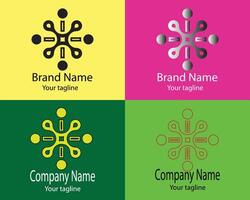 Abstract Business Logo - Four Different Shapes of Same Shape Cool Designs and Illustrations for Company-Institution. vector