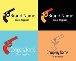 Small Gun Abstract Logos - Four Different Same Shapes Nice Designs and Illustrations for Business Companies etc. vector