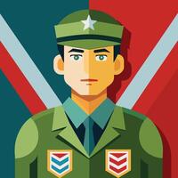 A flat design of a soldier in uniform vector