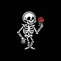 A skeleton holding a rose in its hand vector
