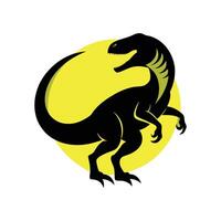 A dinosaur is standing on its hind legs in front of a yellow circle vector