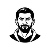 A black and white image of a man with a beard vector