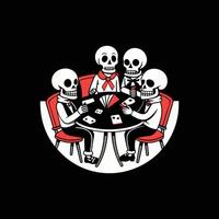 Three skeletons playing cards at a table vector