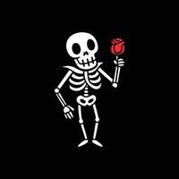 A skeleton holding a rose in its hand vector