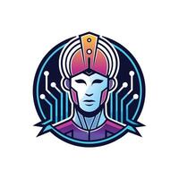 A robot head with a circuit board on it vector