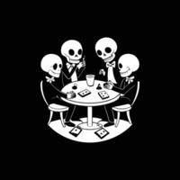 Three skeletons playing cards in a black background vector