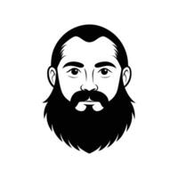 A black and white illustration of a bearded man vector
