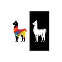 Two llamas are shown in different colors vector