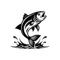 A fish jumping out of the water with a black and white design vector