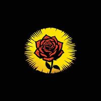 A rose is shown in the center of a black background vector
