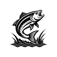 A fish jumping out of the water with grass vector