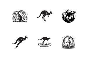 Kangaroo logo design set vector