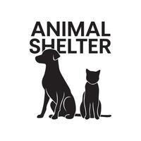 Animal shelter logo with black cat and dog vector