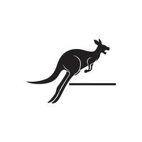 A black and white logo of a kangaroo jumping over a pole vector