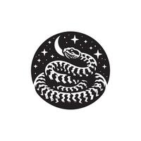 A black and white snake with stars on it vector