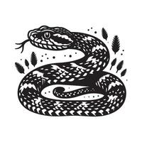 A black and white illustration of a snake vector