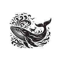 A whale with a black and white design vector