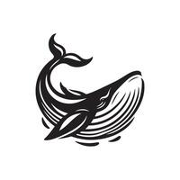 A whale logo with a black and white design vector