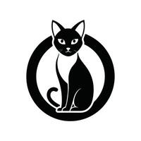A black and white cat is sitting in a circle vector