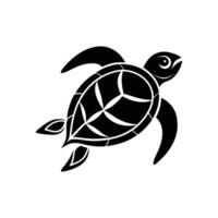 A turtle is shown in a black and white silhouette vector
