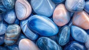 Abstract pattern blue gravel stones smooth glossy texture marble polished modern background photo