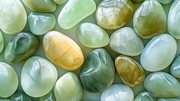 Abstract pattern green gravel stones smooth glossy texture marble polished modern background photo