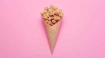 Waffle wrapped on brown paper cone wrapped copy space background photo