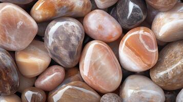 Abstract pattern brown gravel stones smooth glossy texture marble polished photo