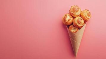 Sourdough wrapped on brown paper cone wrapped copy space background photo