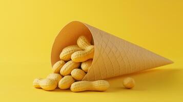 Peanuts closeup healthy protein for snack or flour organic ingredient on cone wrapped container photo