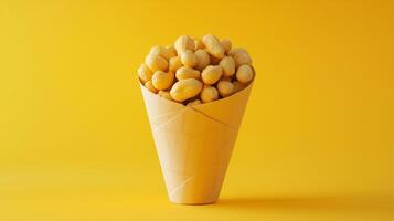 Peanuts closeup healthy protein for snack or flour organic ingredient on cone wrapped container photo