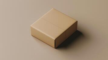 Brown square container mockup carton box package brown background photo