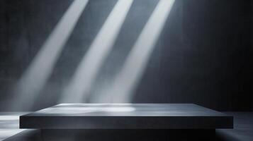 Black elegant stage show case podium with spotlight for branding presentation product photo