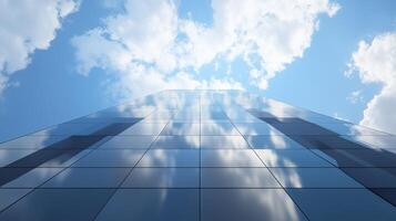 Wall of the building modern architecture futuristic structure with clous and blue sky photo