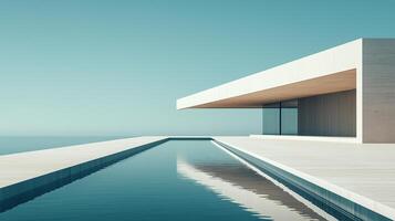 White modern contemporary architecture minimalist geometric construction building photo
