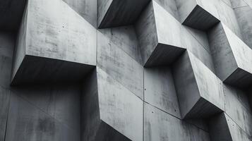 Grey cement wall geometric modern texture concrete architecture with shadow light photo