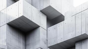 Grey cement wall geometric modern texture concrete architecture with shadow light photo