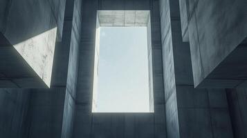 Architecture grey cement wall high exterior modern building with blue sky photo
