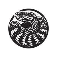 A black and white snake in a circle vector