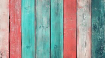 Painted wooden pastel blue and red color textured pattern stacking board aged background photo