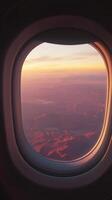 Best clouds view from window plane from holiday travel journey or business trip photo