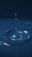 Waterdrop bubble splashing rounded on blue blurred background photo