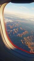 Best clouds view from window plane from holiday travel journey or business trip photo