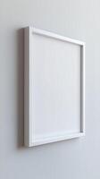 White blank frame mockup and white wall in empty room story portrait background photo